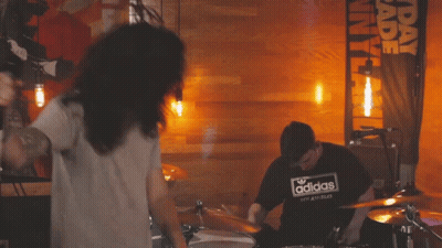 Man In Adidas Shirt Playing Drums GIF