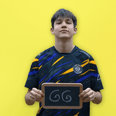 Man In Aldi Shirt Holding GG Sign GIF