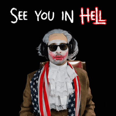 Man In American Flag Costume See You In Hell GIF