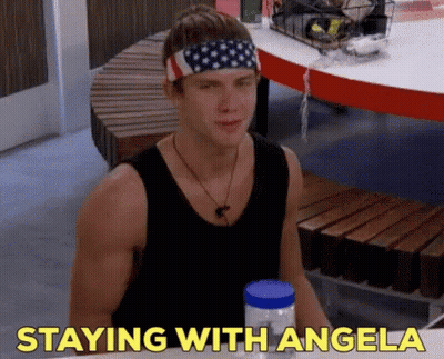 Man In American Flag Headband Staying With Angela GIF