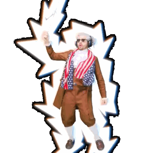 Man In American Flag Outfit Holding Key Sticker