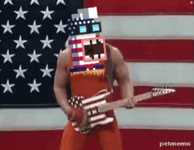 Man In American Flag Outfit Playing Guitar GIF