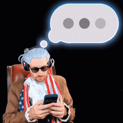 Man In American Flag Scarf And Headphones Looking At Phone GIF