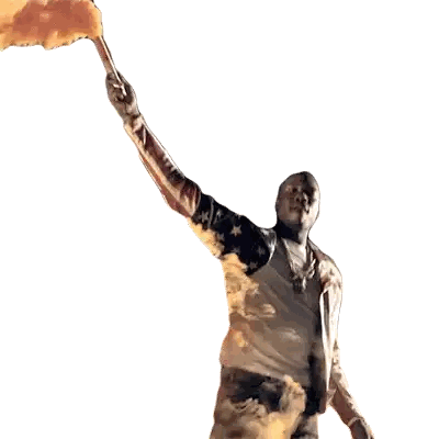 Man In American Flag Shirt Holding Flaming Object Sticker