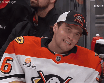 Man In Anaheim Ducks Hat Smiling GIF
