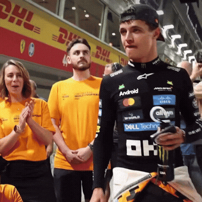 Man In Android Shirt In Front Of DHL GIF
