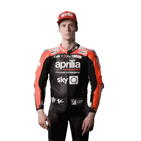 Man In Aprilia Racing Jacket And Hat Sticker