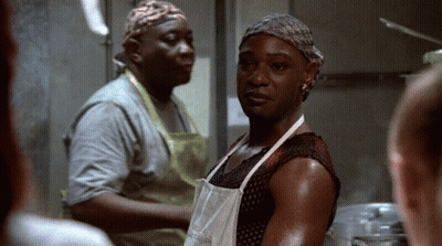 Man In Apron And Bandana In Kitchen GIF