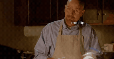 Man In Apron Saying Me Too In Dark Kitchen GIF