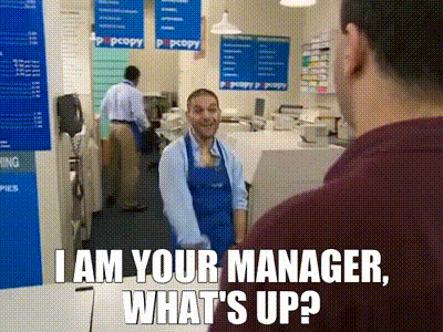 Man In Apron Says I Am Your Manager GIF