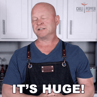 Man In Apron Says It's Huge GIF