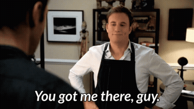 Man In Apron Says You Got Me There Guy GIF