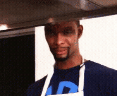 Man in Apron Shirt Saying AD