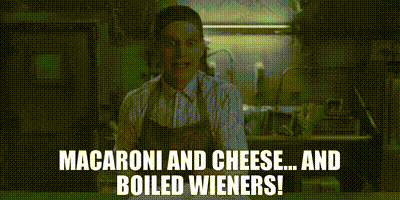 Man In Apron Talking About Macaroni And Cheese GIF