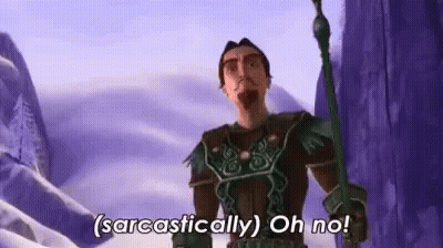 Man In Armor Holding Cane Saying Sarcastically Oh No GIF