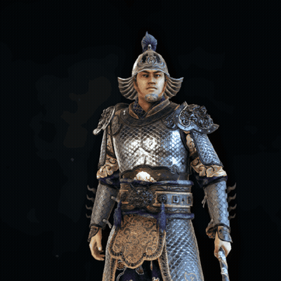 Man In Armor Holding Large Sword Waving GIF