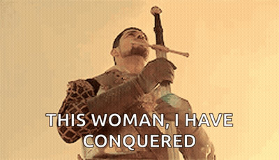 Man In Armor Holding Sword In Mouth GIF