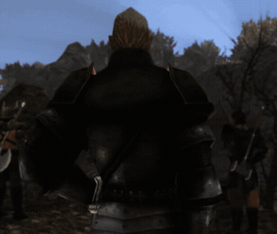 Man In Armor In Front Of Mountain GIF