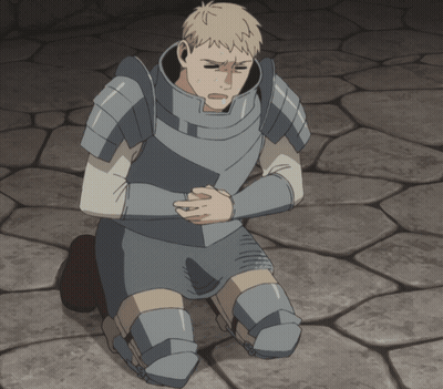 Man In Armor Kneeling With Hands On Chest GIF