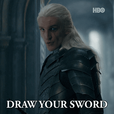 Man In Armor Saying Draw Your Sword GIF