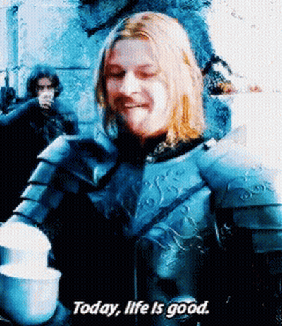 Man In Armor Smiling Saying Today Life Is Good GIF