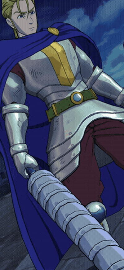 Man In Armor With Blue Cape Holding Sword GIF