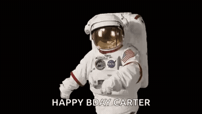 Man In Astronaut Suit Saying Happy Birthday Carter GIF