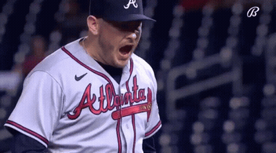 Man In Atlanta Braves Uniform Screaming GIF