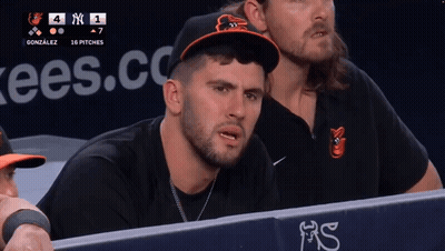 Man In Baltimore Orioles Hat Watching Game GIF