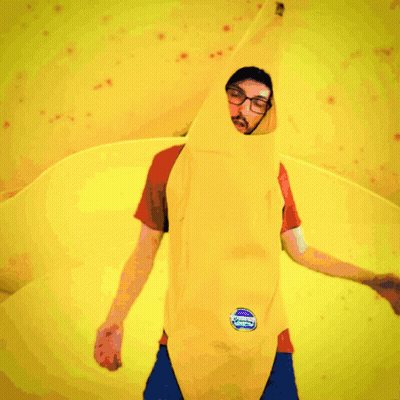 Man In Banana Costume With Bananas Sticker GIF