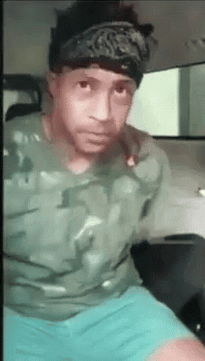 Man In Bandana And Camouflage Shirt GIF