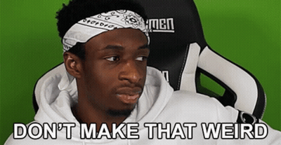 Man In Bandana Sitting In Chair Saying Don't Make That Weird GIF