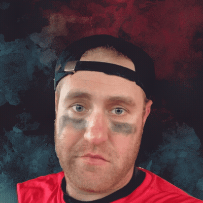 Man In Baseball Cap And Red Tough Break Shirt GIF