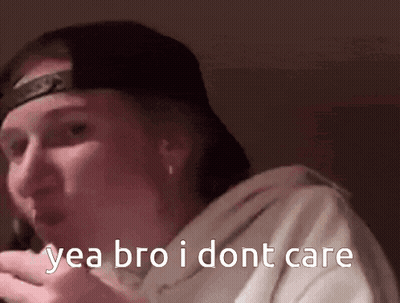 Man In Baseball Cap And White Hoodie Saying Yea Bro I Don't Care GIF