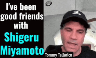 Man In Baseball Cap Friends With Shigeru Miyamoto GIF