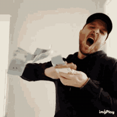 Man In Baseball Cap Holding Stack Of Money GIF