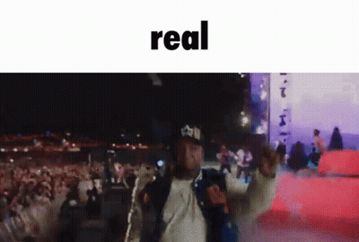 Man In Baseball Cap With Real Above GIF