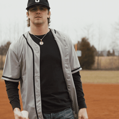 Man In Baseball Jersey And B Hat GIF