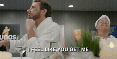Man In Bathrobe Says I Feel Like You Get Me Next To Another Man GIF