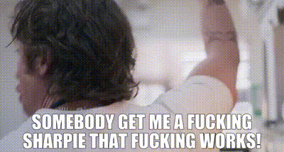 Man In Bathroom Yelling Get Sharpie GIF