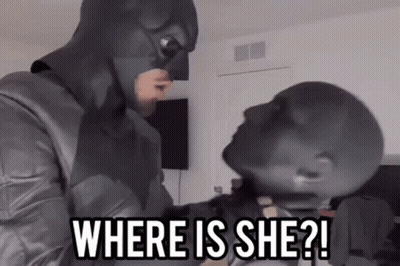 Man In Batman Costume Asking Where Is She GIF