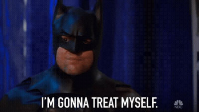 Man In Batman Costume Saying I'm Gonna Treat Myself GIF