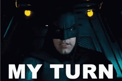 Man In Batman Costume Saying My Turn GIF