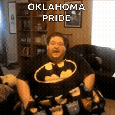 Man In Batman Shirt Saying Oklahoma Pride GIF