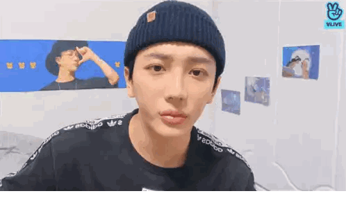 Man In Beanie And Black Adidas Shirt Sticker