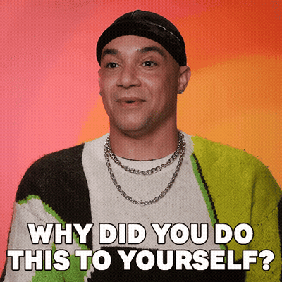 Man In Beanie And Sweater Asking Why Did You Do This To Yourself GIF