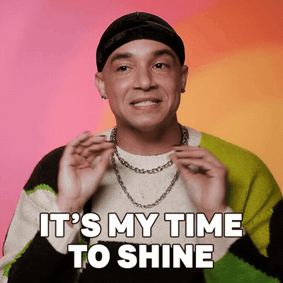 Man In Beanie And Sweater Saying It's My Time To Shine GIF