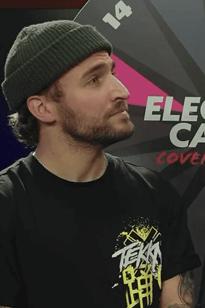 Man In Beanie And Tekka T-Shirt GIF
