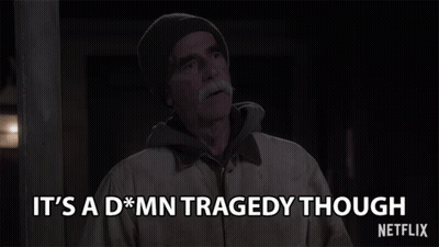 Man In Beanie Says It's A Damn Tragedy Though GIF