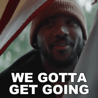 Man In Beanie Says We Gotta Get Going In Front Of Tent GIF